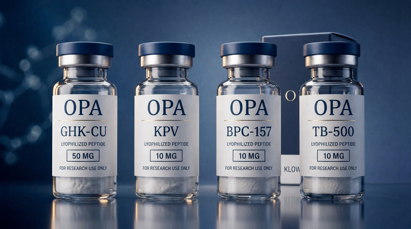 Opa Peptides KLOW Stack GHK-Cu + KPV + BPC 157 + TB500 research vial
